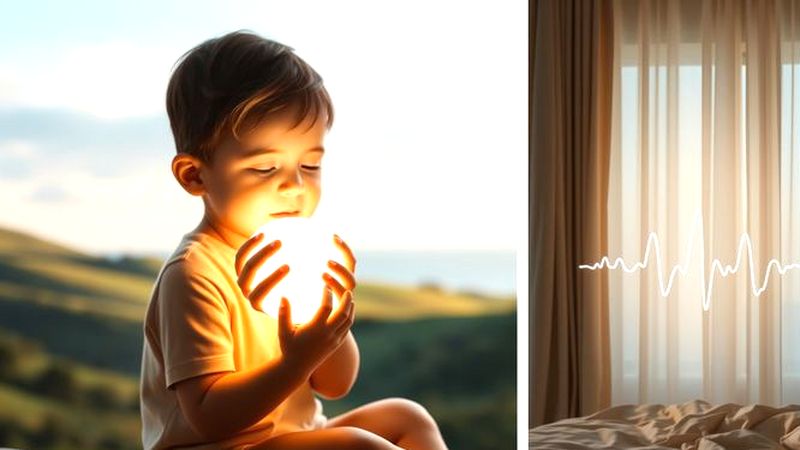 Un niño tranquilo abraza la serenidad